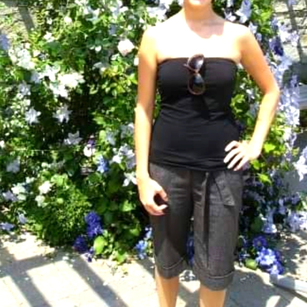 Vintage Y2K Low rise Brown Tweed knee length Dress shorts with tie Belt size 5